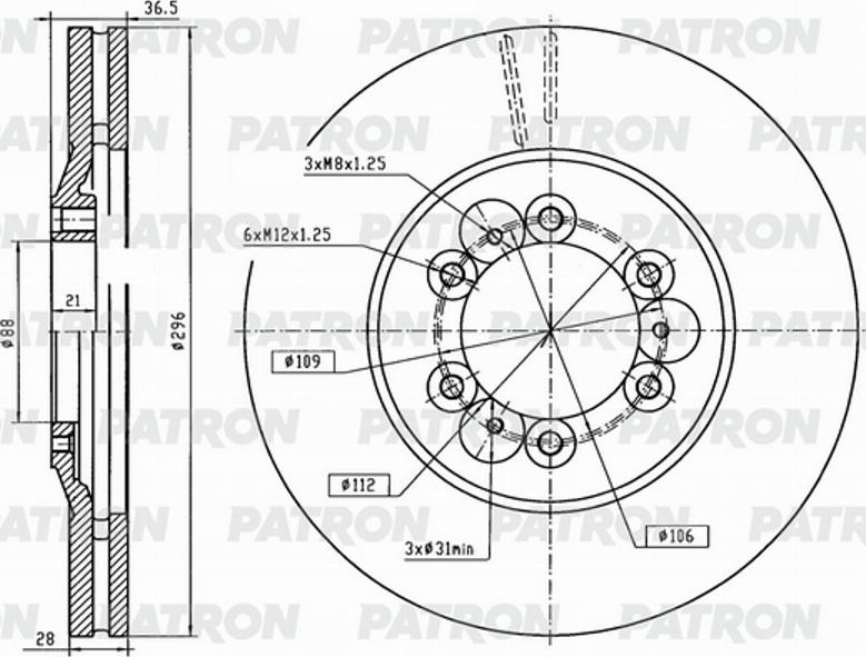 Patron PBD1034 - Тормозной диск autosila-amz.com