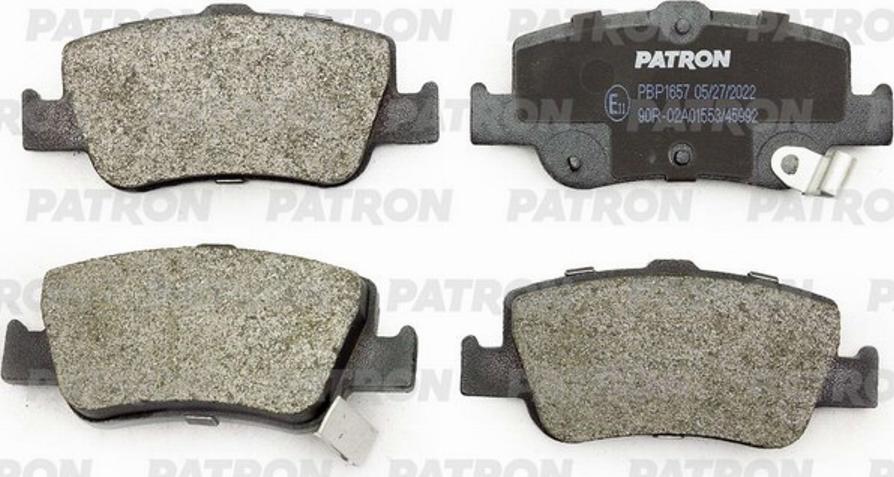 Patron PBP1657 - Тормозные колодки, дисковые, комплект autosila-amz.com
