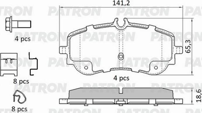 Patron PBP244 - Тормозные колодки, дисковые, комплект autosila-amz.com