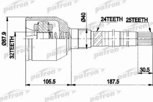 Patron PCV9938 - Шарнирный комплект, ШРУС, приводной вал autosila-amz.com