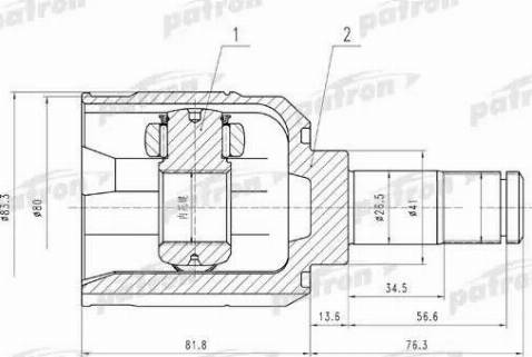 Patron PCV5008 - Шарнирный комплект, ШРУС, приводной вал autosila-amz.com