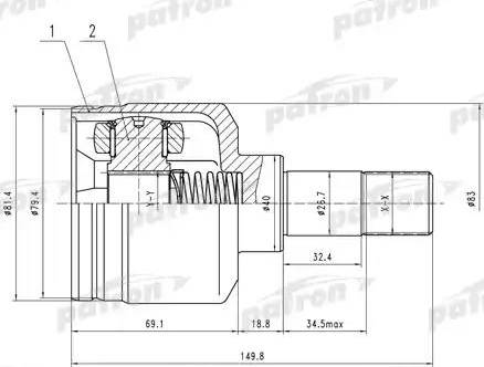 Patron PCV5018 - Шарнирный комплект, ШРУС, приводной вал autosila-amz.com