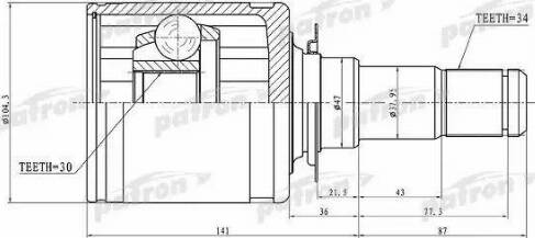 Patron PCV1449 - Шарнирный комплект, ШРУС, приводной вал autosila-amz.com