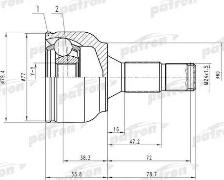 Patron PCV1456 - Шарнирный комплект, ШРУС, приводной вал autosila-amz.com