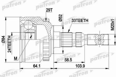 Patron PCV1452 - Шарнирный комплект, ШРУС, приводной вал autosila-amz.com