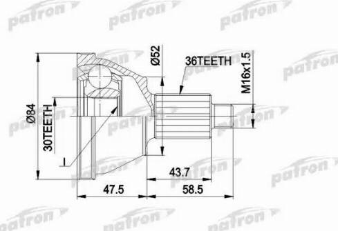 Patron PCV1413 - Шарнирный комплект, ШРУС, приводной вал autosila-amz.com