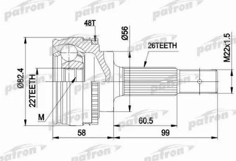 Patron PCV1484 - Шарнирный комплект, ШРУС, приводной вал autosila-amz.com