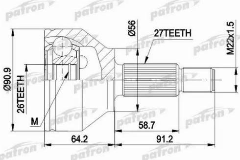 Patron PCV1549 - Шарнирный комплект, ШРУС, приводной вал autosila-amz.com