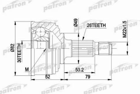 Patron PCV1054 - Шарнирный комплект, ШРУС, приводной вал autosila-amz.com