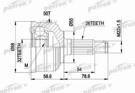 Patron PCV1053 - Шарнирный комплект, ШРУС, приводной вал autosila-amz.com