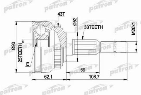 Patron PCV1052 - Шарнирный комплект, ШРУС, приводной вал autosila-amz.com