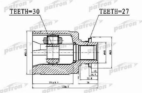 Patron PCV1017 - Шарнирный комплект, ШРУС, приводной вал autosila-amz.com