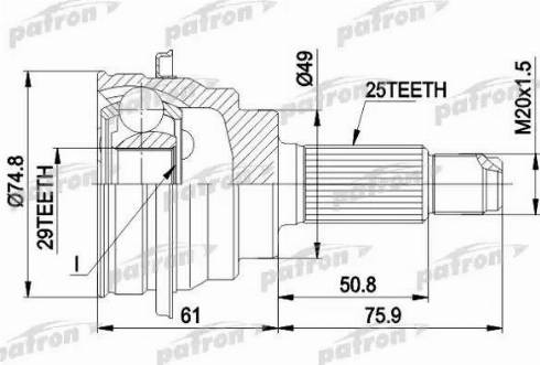 Patron PCV1039 - Шарнирный комплект, ШРУС, приводной вал autosila-amz.com