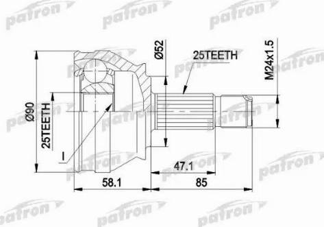 Patron PCV1032 - Шарнирный комплект, ШРУС, приводной вал autosila-amz.com