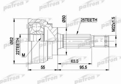 Patron PCV1026 - Шарнирный комплект, ШРУС, приводной вал autosila-amz.com