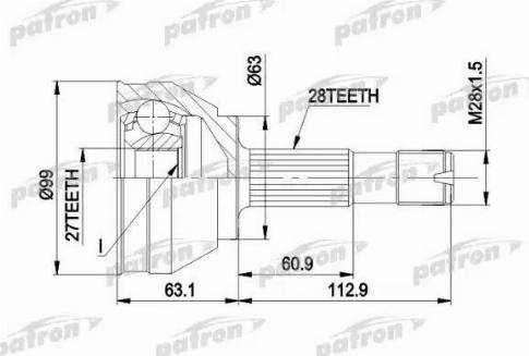 Patron PCV1020 - Шарнирный комплект, ШРУС, приводной вал autosila-amz.com