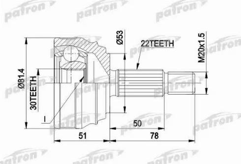 Patron PCV1021 - Шарнирный комплект, ШРУС, приводной вал autosila-amz.com