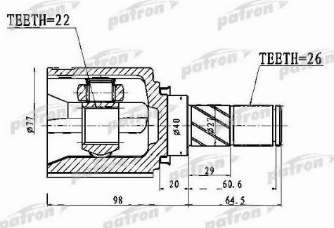 Patron PCV1028 - Шарнирный комплект, ШРУС, приводной вал autosila-amz.com