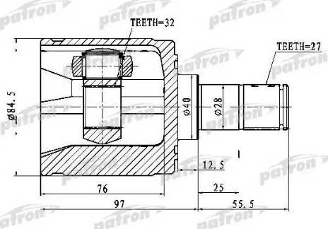 Patron PCV1022 - Шарнирный комплект, ШРУС, приводной вал autosila-amz.com