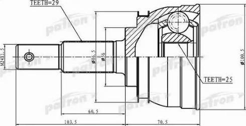 Patron PCV1199 - Шарнирный комплект, ШРУС, приводной вал autosila-amz.com