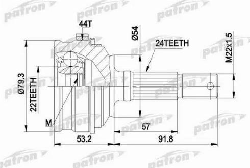 Patron PCV1159 - Шарнирный комплект, ШРУС, приводной вал autosila-amz.com