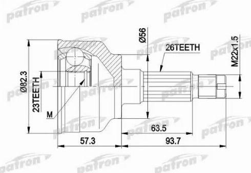 Patron PCV1135 - Шарнирный комплект, ШРУС, приводной вал autosila-amz.com