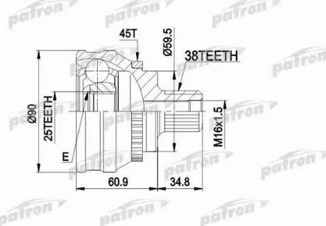 Patron PCV1121 - Шарнирный комплект, ШРУС, приводной вал autosila-amz.com