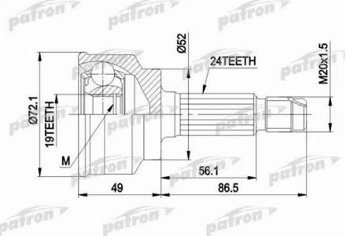 Patron PCV1171 - Шарнирный комплект, ШРУС, приводной вал autosila-amz.com