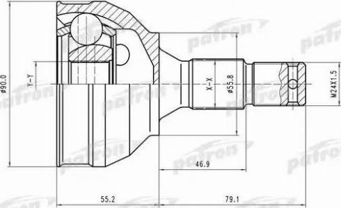 Patron PCV1177 - Шарнирный комплект, ШРУС, приводной вал autosila-amz.com