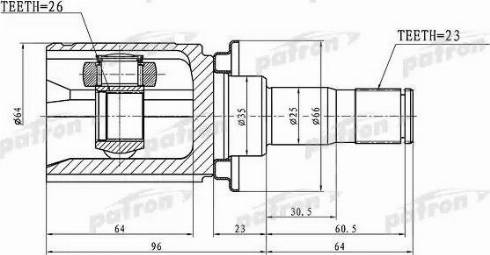 Patron PCV1397 - Шарнирный комплект, ШРУС, приводной вал autosila-amz.com