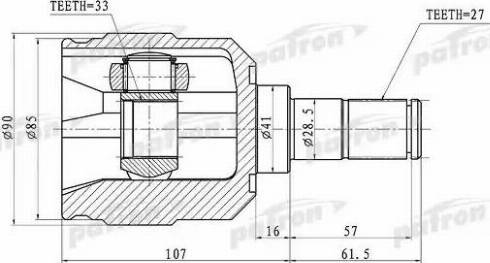 Patron PCV1355 - Шарнирный комплект, ШРУС, приводной вал autosila-amz.com