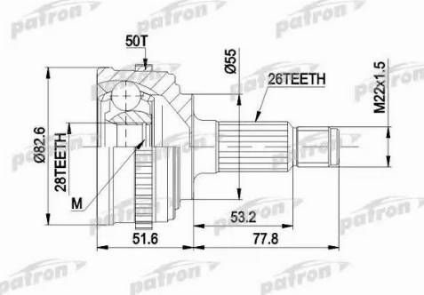 Patron PCV1301 - Шарнирный комплект, ШРУС, приводной вал autosila-amz.com