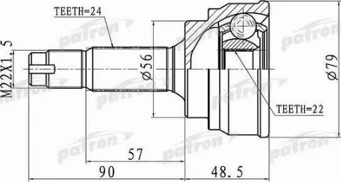 Patron PCV1307 - Шарнирный комплект, ШРУС, приводной вал autosila-amz.com