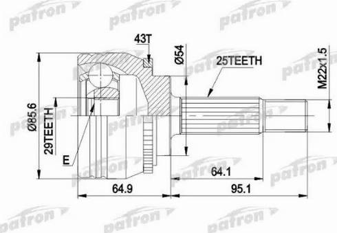 Patron PCV1385 - Шарнирный комплект, ШРУС, приводной вал autosila-amz.com