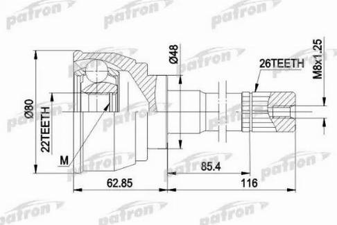 Patron PCV1380 - Шарнирный комплект, ШРУС, приводной вал autosila-amz.com