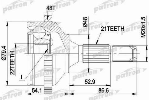 Patron PCV1382 - Шарнирный комплект, ШРУС, приводной вал autosila-amz.com