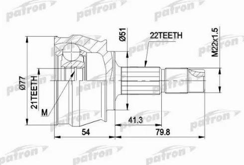 Patron PCV1296 - Шарнирный комплект, ШРУС, приводной вал autosila-amz.com