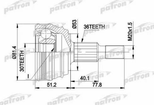 Patron PCV1241 - Шарнирный комплект, ШРУС, приводной вал autosila-amz.com