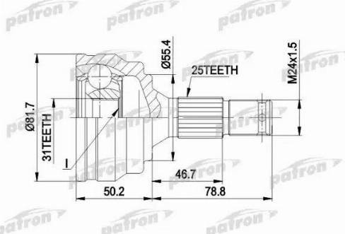 Patron PCV1259 - Шарнирный комплект, ШРУС, приводной вал autosila-amz.com