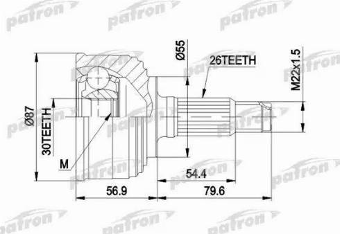 Patron PCV1255 - Шарнирный комплект, ШРУС, приводной вал autosila-amz.com