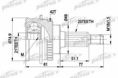 Patron PCV1266 - ШРУС наружный с кольцом ABS 25x49x21 ABS:42T SUZUKI: BALENO 95-02, BALENO УНИВЕРСАЛ 96-02 autosila-amz.com