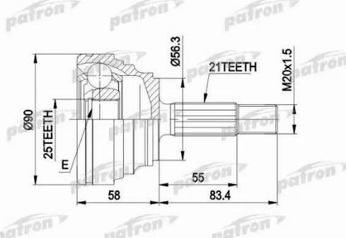 Patron PCV1204 - Шарнирный комплект, ШРУС, приводной вал autosila-amz.com