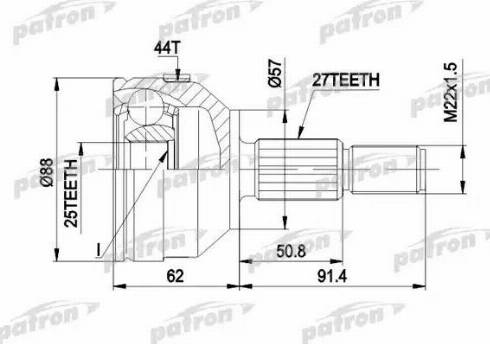 Patron PCV1200 - Шарнирный комплект, ШРУС, приводной вал autosila-amz.com