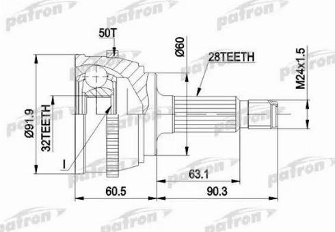 Patron PCV1284 - Шарнирный комплект, ШРУС, приводной вал autosila-amz.com