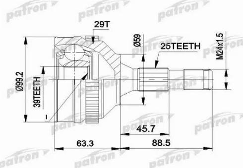 Patron PCV1281A - Шарнирный комплект, ШРУС, приводной вал autosila-amz.com