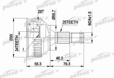 Patron PCV1282 - Шарнирный комплект, ШРУС, приводной вал autosila-amz.com