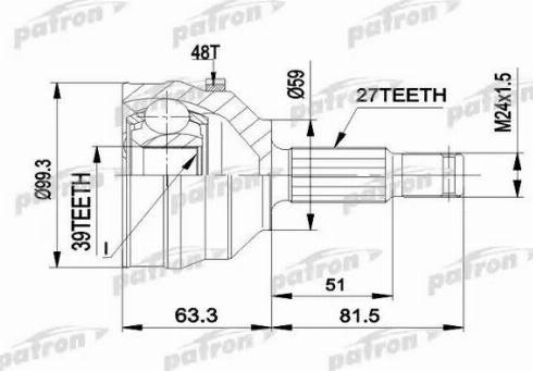 Patron PCV1224 - Шарнирный комплект, ШРУС, приводной вал autosila-amz.com