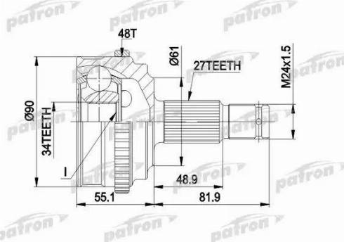 Patron PCV1222 - Шарнирный комплект, ШРУС, приводной вал autosila-amz.com