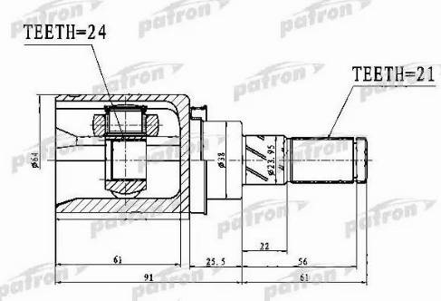 Patron PCV1761 - Шарнир, ШРУС, приводной вал autosila-amz.com