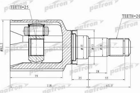 Patron PCV1763 - Шарнир, ШРУС, приводной вал autosila-amz.com